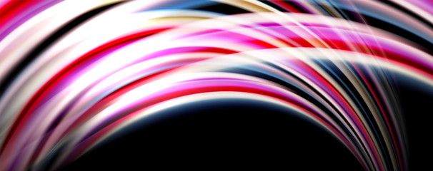 Fluid color waves with light effects, vector abstract background