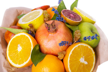 Fruit bouquet on a white background
