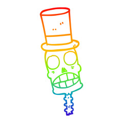 rainbow gradient line drawing cartoon spooky skull