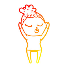 warm gradient line drawing cartoon calm woman