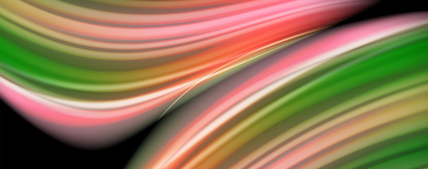 Fluid liquid color wave lines, glowing colorful light effect, abstract composition template. Geometric technology abstract pattern. Movement concept