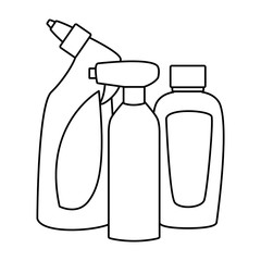 cleaning and hygiene equipment icons in black and white