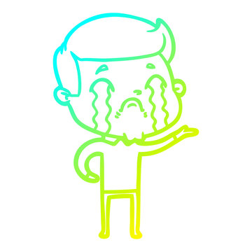 recommend clip art: cold gradient line drawing cartoon man crying