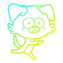 cold gradient line drawing nervous dog cartoon