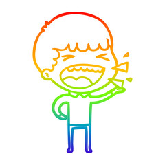 rainbow gradient line drawing cartoon laughing man