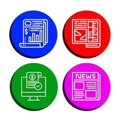 Set of breaking icons such as Newspaper, Release , breaking