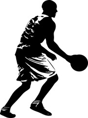 Basketball player silhouette on white background