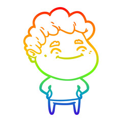 rainbow gradient line drawing cartoon friendly man