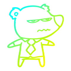 cold gradient line drawing cartoon angry boss bear