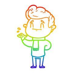 Obraz premium rainbow gradient line drawing happy cartoon man
