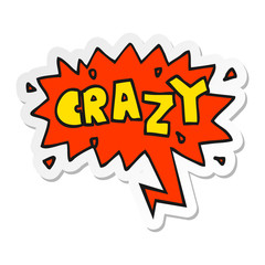 cartoon word crazy and speech bubble sticker