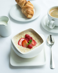 Healthy breakfast with oatmeal porridge