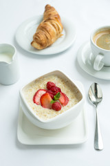 Healthy breakfast with oatmeal porridge