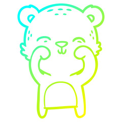 cold gradient line drawing happy cartoon bear