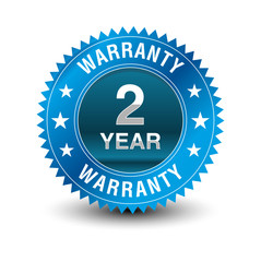 Blue powerful 2 year warranty badge.
