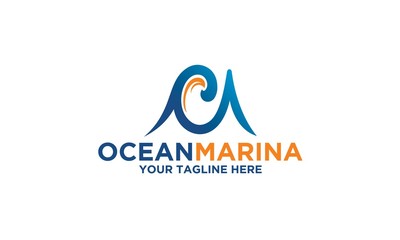 Ocean Marina Letter M Logo