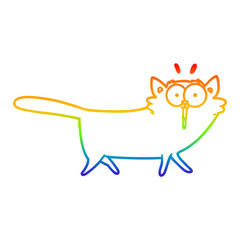 rainbow gradient line drawing cartoon cat