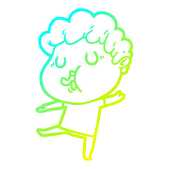 cold gradient line drawing cartoon man singing