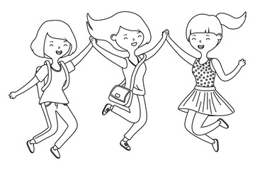 Teenager girls cartoons design vector illustrator