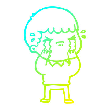 recommend clip art: cold gradient line drawing cartoon man crying