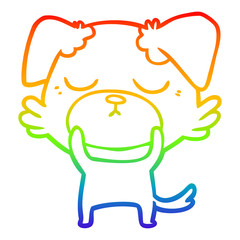 rainbow gradient line drawing cute cartoon dog