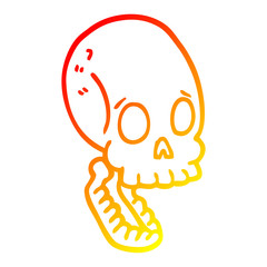 warm gradient line drawing cartoon skull