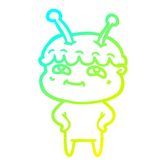 cold gradient line drawing friendly cartoon spaceman