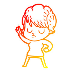 warm gradient line drawing cartoon woman