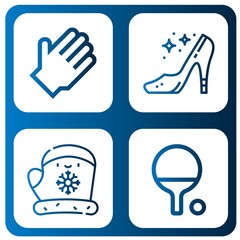 Set of pair icons such as Rubber gloves, High heels, Gloves, Ping pong , pair