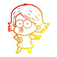 warm gradient line drawing cartoon girl pouting