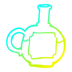 cold gradient line drawing cartoon of potion bottle