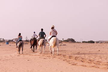 HORSE RIDING BY THE BEACH IN THE SOUTH OF SPAIN IN CADIZ