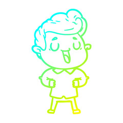 cold gradient line drawing happy cartoon man