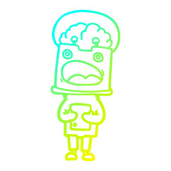 cold gradient line drawing cartoon robot