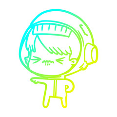 cold gradient line drawing angry cartoon space girl