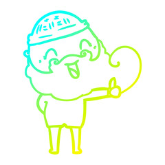 cold gradient line drawing happy bearded man