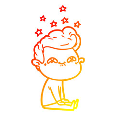 warm gradient line drawing cartoon excited man