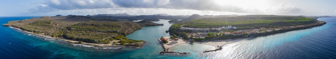 Aerial view over St. Martha bay on the western side of  Curaçao/Caribbean /Dutch Antilles