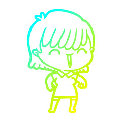 cold gradient line drawing cartoon woman