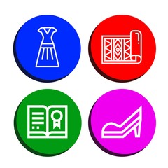 Set of elegant icons such as Dress, Carpet, Certificate, High heels , elegant