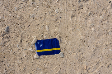 Aerial view to flag of  Curaçao/Caribbean /Dutch Antilles