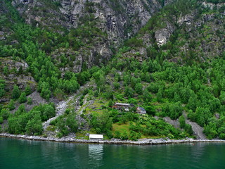Norway-solitude on the shores of Geiranger fjord