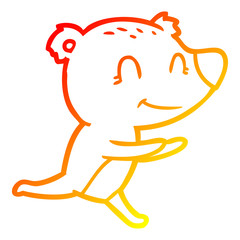 warm gradient line drawing running polar bear cartoon