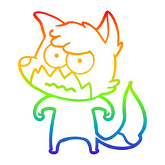 rainbow gradient line drawing cartoon annoyed fox