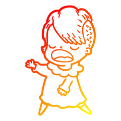 warm gradient line drawing cartoon cool hipster girl talking