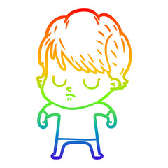 Obraz premium rainbow gradient line drawing cartoon woman