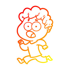 warm gradient line drawing cartoon man gasping in surprise