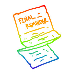 rainbow gradient line drawing cartoon final reminder