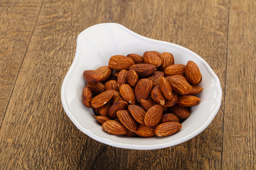 Almonds nuts heap