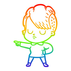 rainbow gradient line drawing cartoon woman